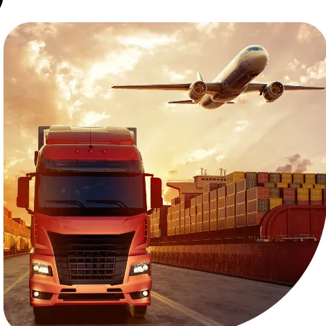 Truck and aircraft representing global logistics